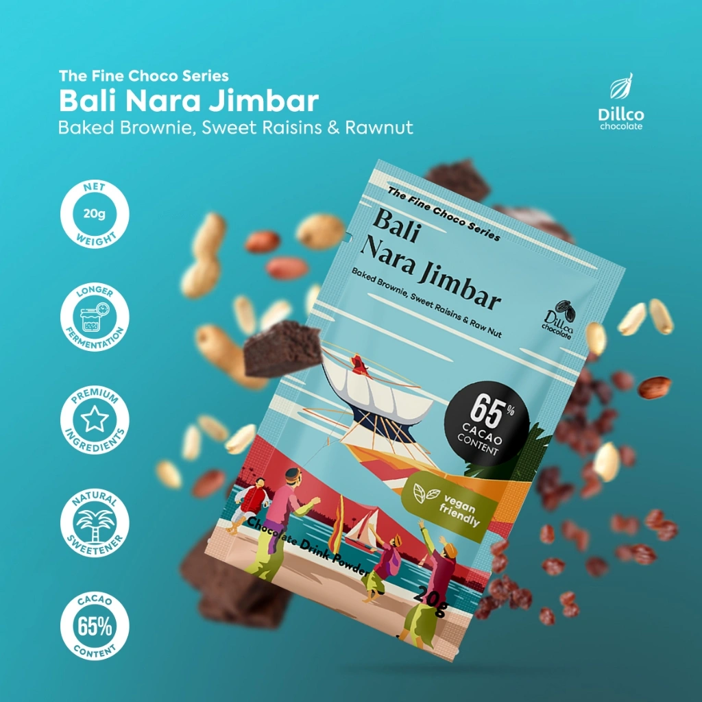 DILLCO CHOCOLATE - Fine Choco Series Bali Nara Jimbar 20 Gram (Sachet). Bubuk Minuman Cokelat Horeca
