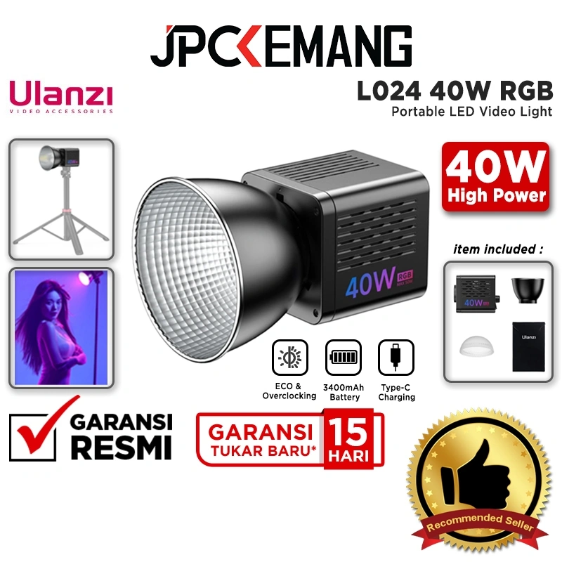 Ulanzi L024 RGB / L023 Pro Bi Color 40W Portable LED Video Light Studio Lighting 40 W L 024 / L 023 Garansi Resmi