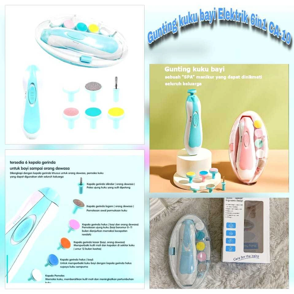 Gunting Kuku Bayi Elektrik 6in1 CA-10 /SET Baby Care Electric Nail Trimmer Peralatan