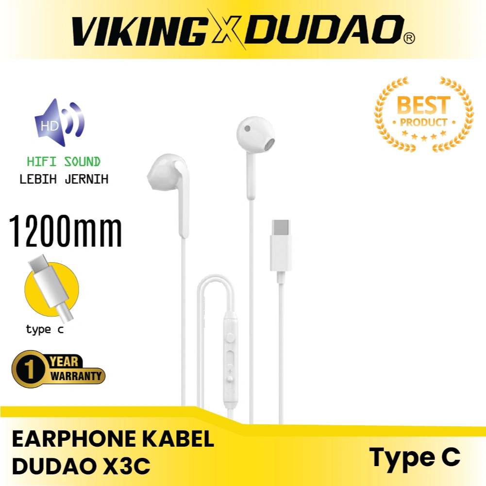 VIKING x DUDAO Earphone X3C Type-C Wired Earphone