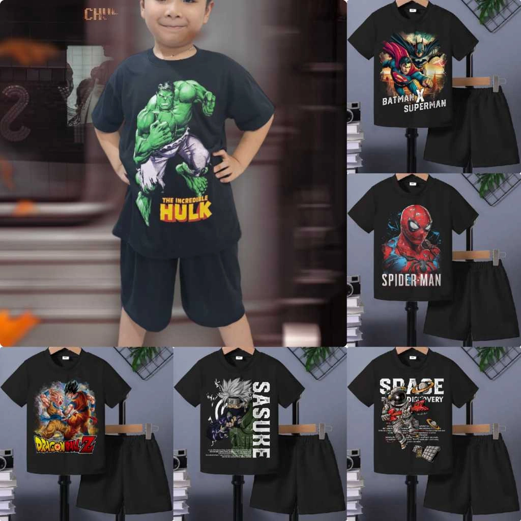 ODOM SETELAN BAJU ANAK LAKI LAKI/BAJU SETELAN ANAK COWOK KHUSUS HITAM