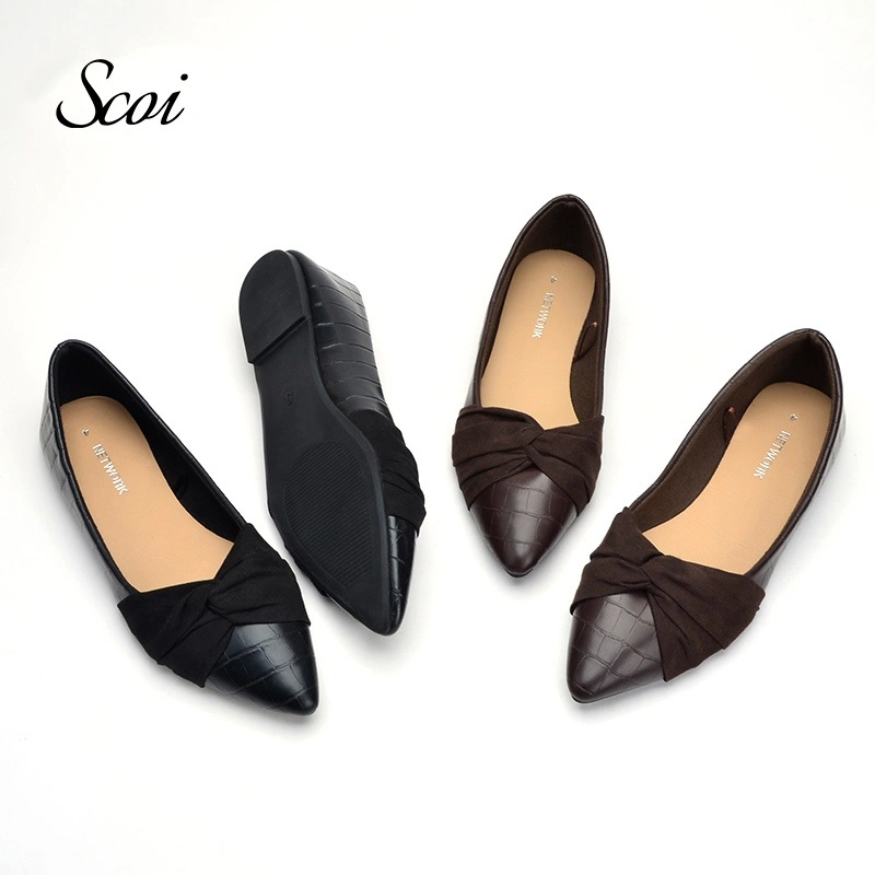 Scoi Sepatu Flat Wanita Yang Diimpor Dengan Ujung Runcing Busur Ballet Flat - Scoi Shoes