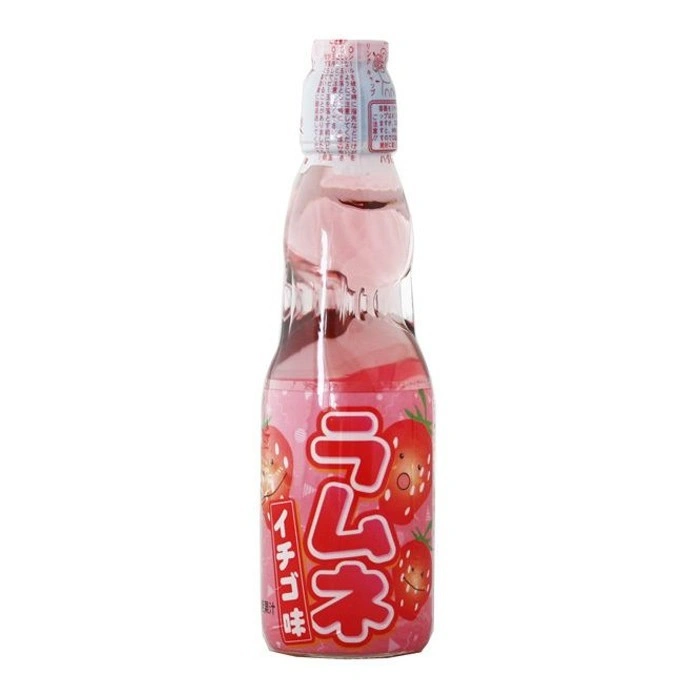 Hata Ramune Strawberry / Japanese Carbonated Soft Drink 200 Ml