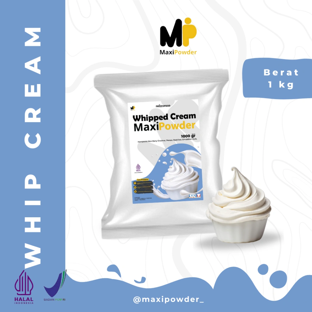 Whip Cream 1kg / Whipping Cream Termurah / Topping Whipped Cream / MaxiPowder