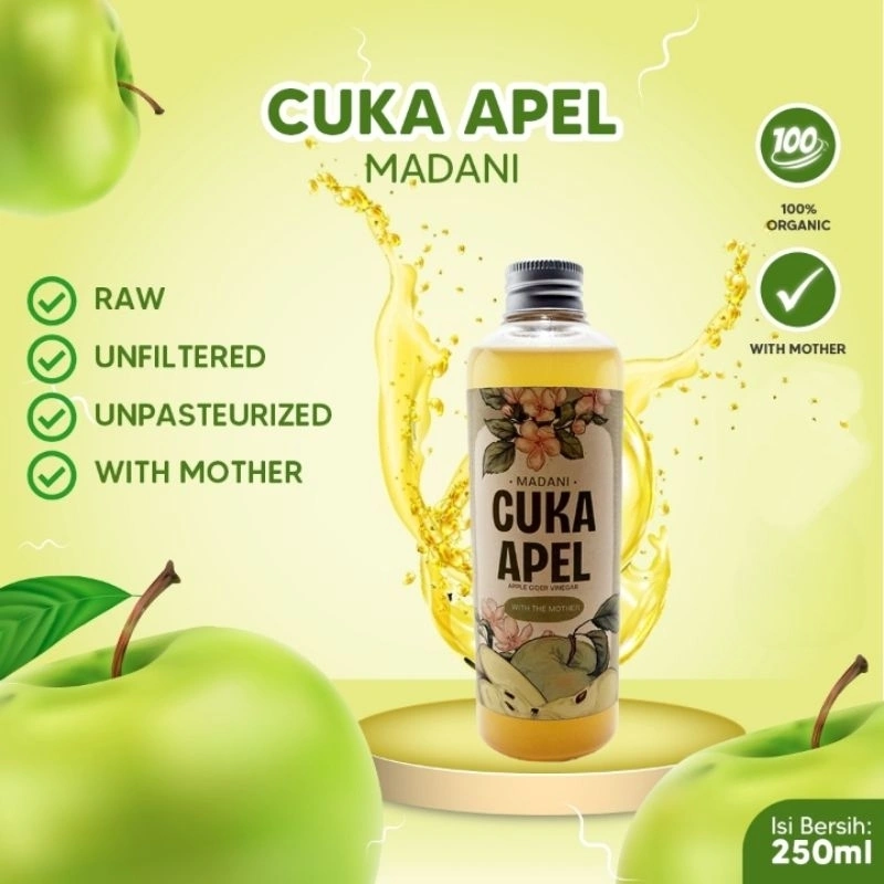 CUKA APEL 250ML - CUKA APEL ORIGINAL - APPLE CIDER VINEGAR - APEL MALANG - CUKA APEL WITH MOTHER - CUKA APEL KESEHATAN