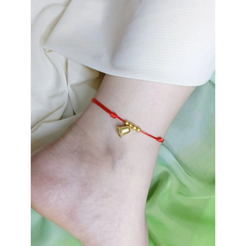 Gelang Kaki Charmed Anti Karat Tali Satin Premium Gelang Kaki Modis Lonceng Gold Ns07