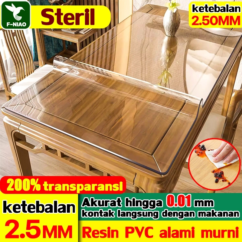 [Ukuran DIY tidak menyusut selama 100 tahun] tebal 2.5mm Taplak Meja Transparan Bahan Mika Plastik Taplak TaplakMeja Makan PVC Transparan