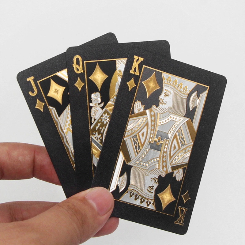 Kartu Remi Anti Air PVC Poker Plastik Hitam Foil Poker Premium Permainan Papan