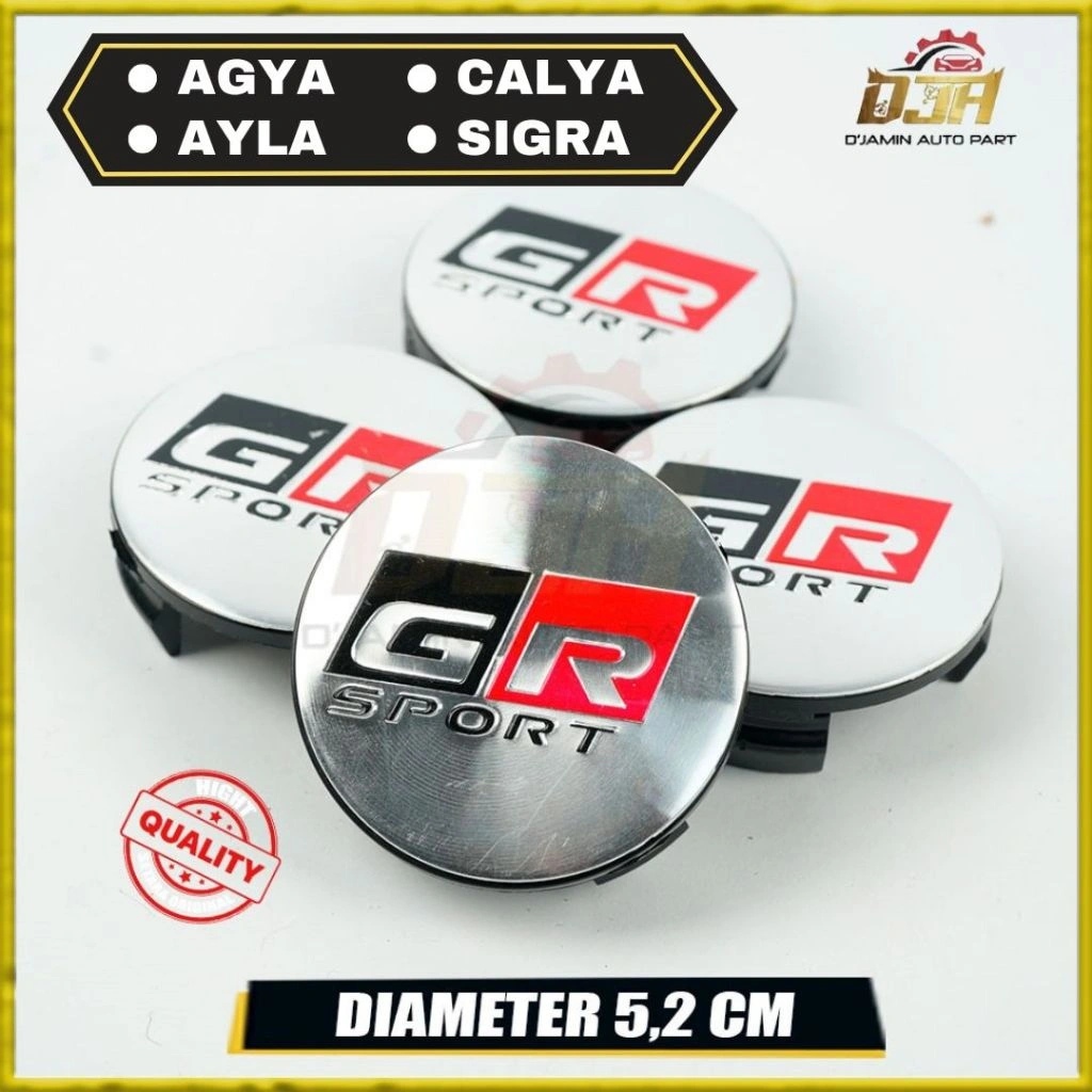 Dop Roda Tutup Velg Variasi GR SPORT Agya - Ayla - Calya - Sigra Diameter 5,2 Cm Bahan ABS
