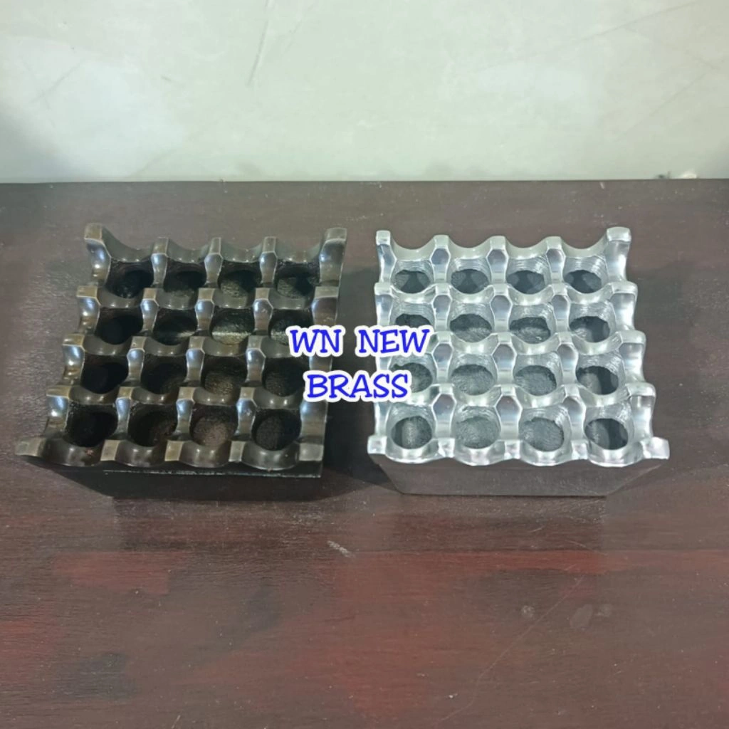 Tempat Asbak Kotak Aesthetic Aluminium Antik Lubang 16