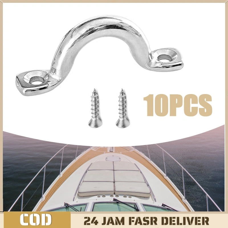 10pcs M4 Boat Pad Eye Strap 304 Stainless Steel Ceiling Hook Pad Eye Strap Untuk Dek Perahu Untuk Dek Perahu Kayak Deck Loops