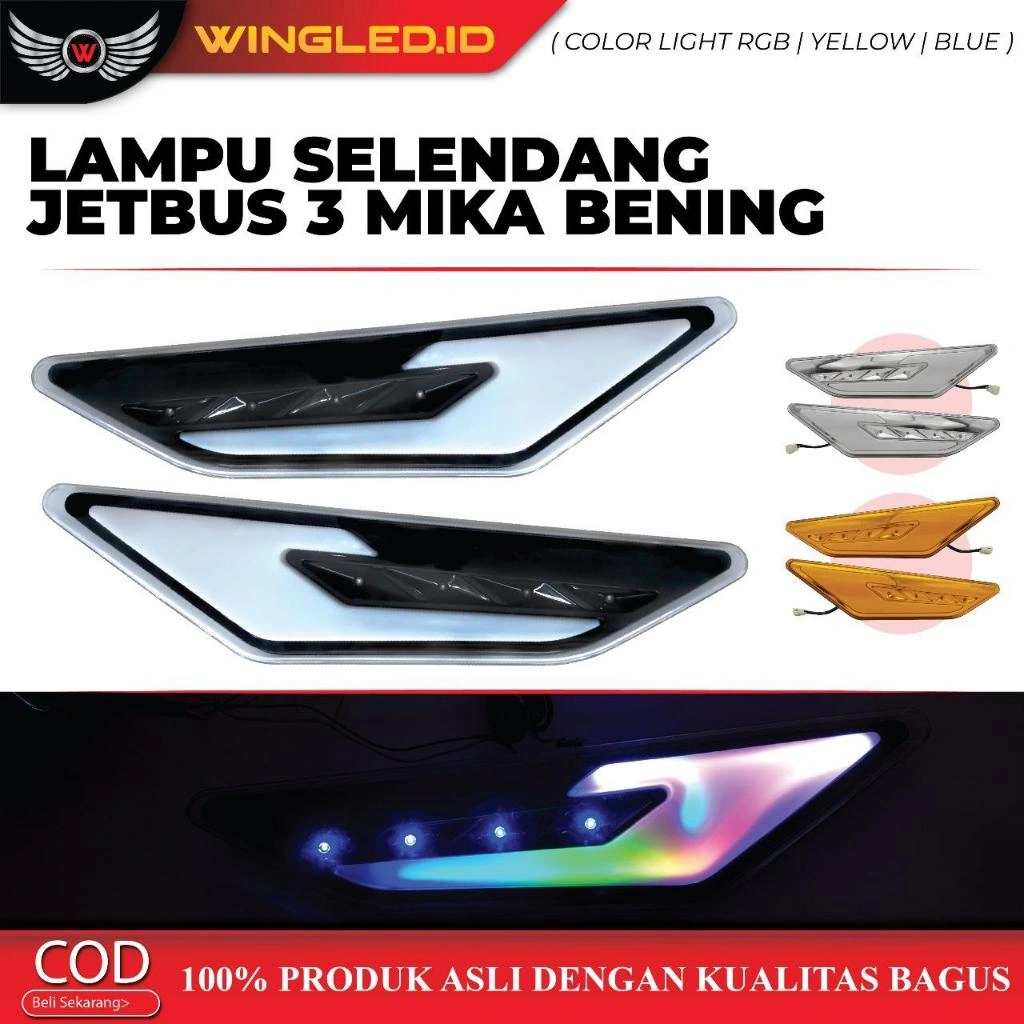 Lampu Selendang Jetbus 3 Mika Bening Kuning dan RGB Universal Aksesoris Truk