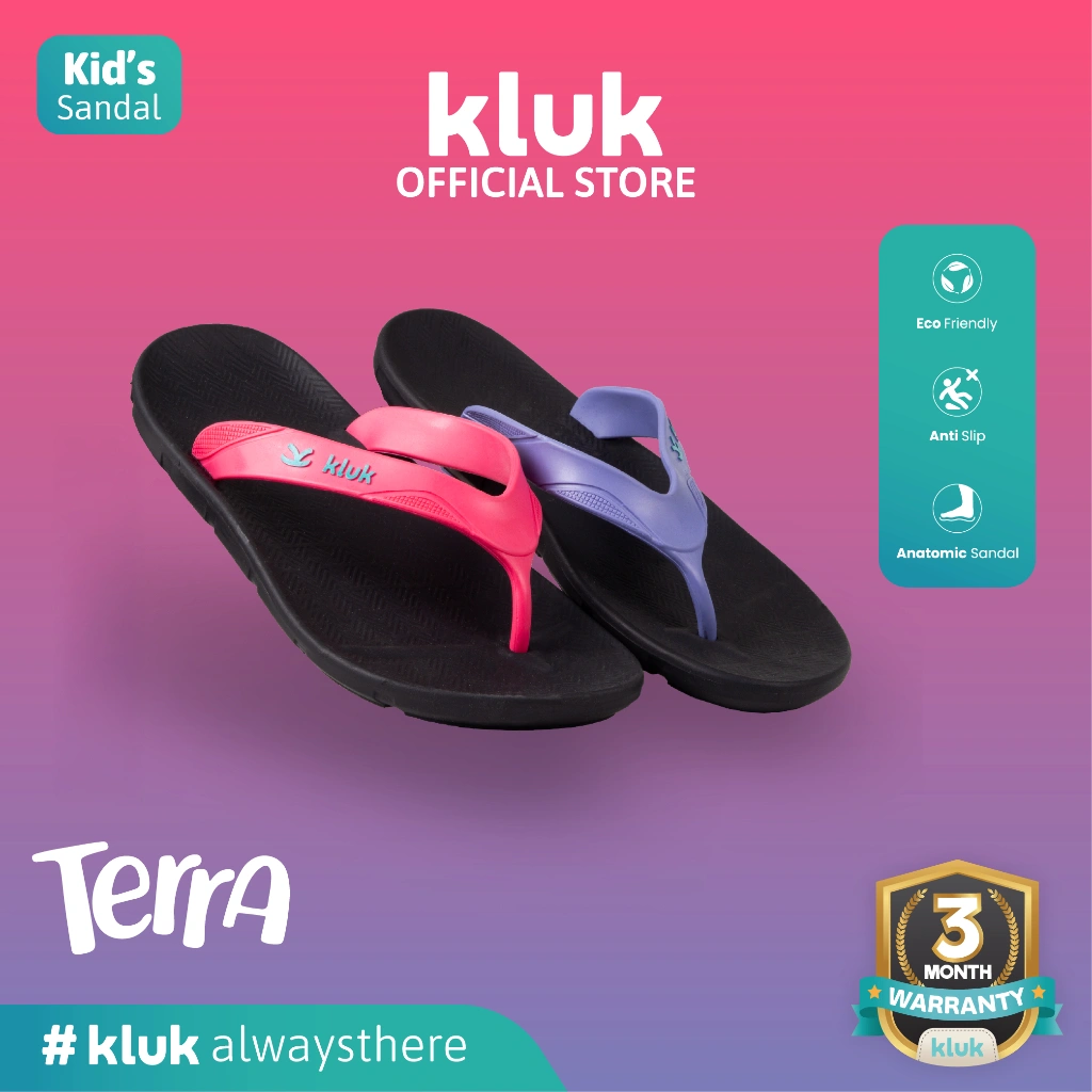 KLUK Sandal Jepit Anak - Terra Uno Esta Twix FullblackFuschia(S) - Anatomic Premium Kids Sandal