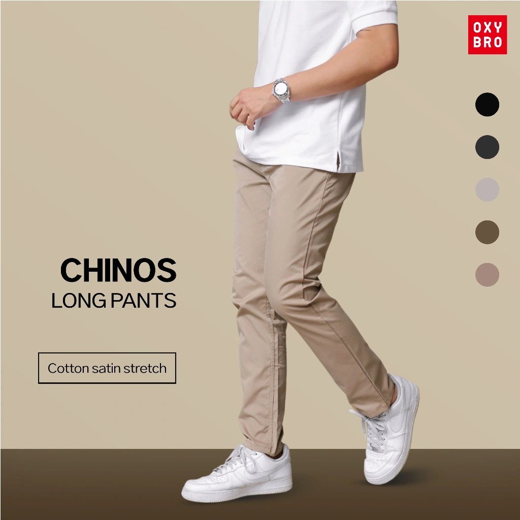 OXYBRO - Chinos Panjang | Celana Panjang Pria - Celana Slim Fit Pria Casual - Celana Chinos Panjang