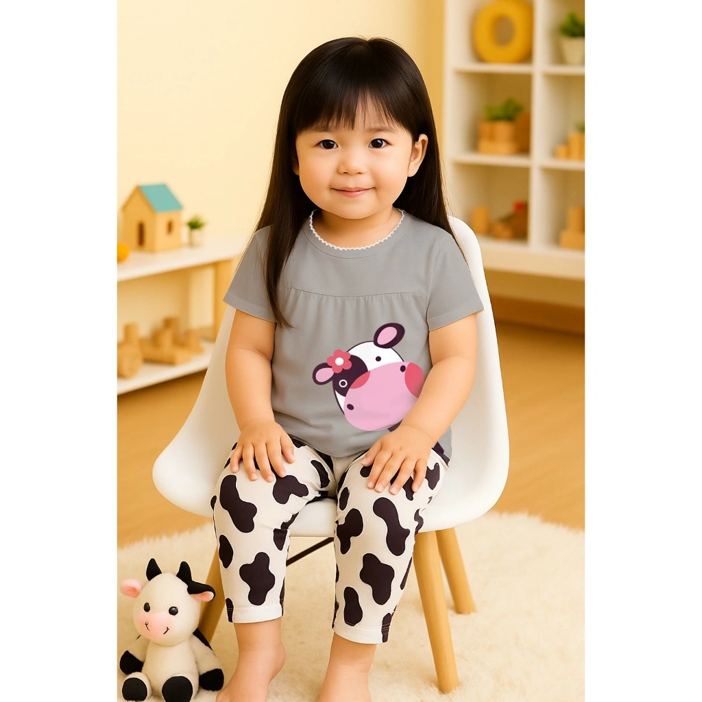 V3 / We3 Setelan Stelan Baju Tidur Piyama Anak Perempuan Tangan Pendek Celana Panjang 1-13Tahun