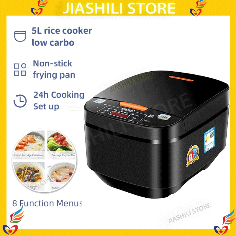 Jiashili 5L Rice Cooker Multifungsi Kapasitas Besar Desain Lapisan Anti Lengket Magic Com Digital Low Carbo Low Sugar untuk Keluarga dengan 4-6 Orang Portable Student Version Smart Rice Cooker