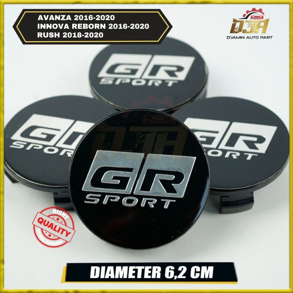 Dop Roda Tutup Velg Variasi GR SPORT HITAM Innova Reborn Avanza Rush 2016-2020 Diameter 6,2 Cm