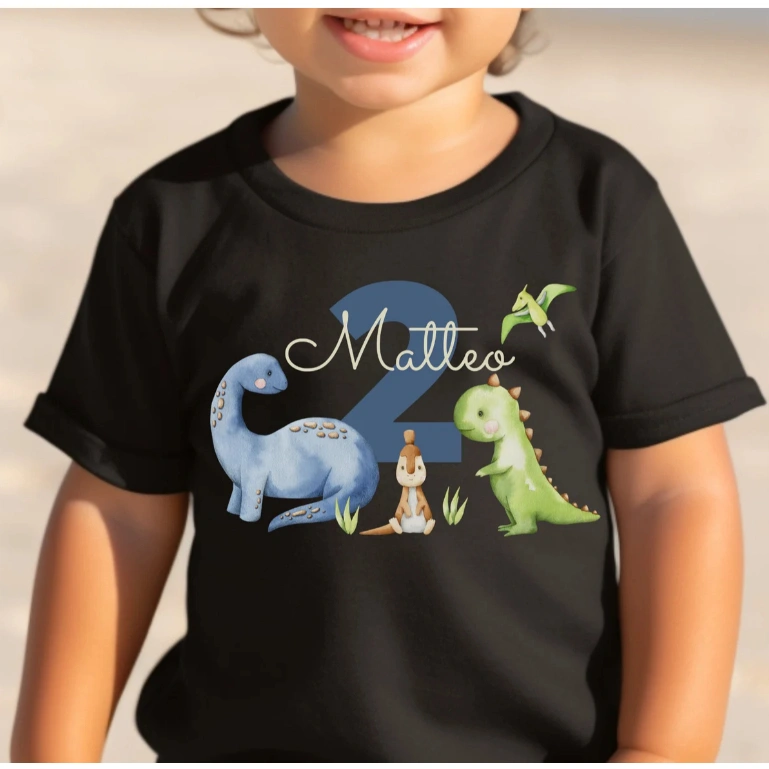 Herlin Collection_Kaos Couple Keluarga Birthday Boy Girl ANIMALS ZOO DINO DINOSAUR DINOSAURUS T-REX JURASSIC Park Ilustrasi Anak Lucu Custom Angka Nama