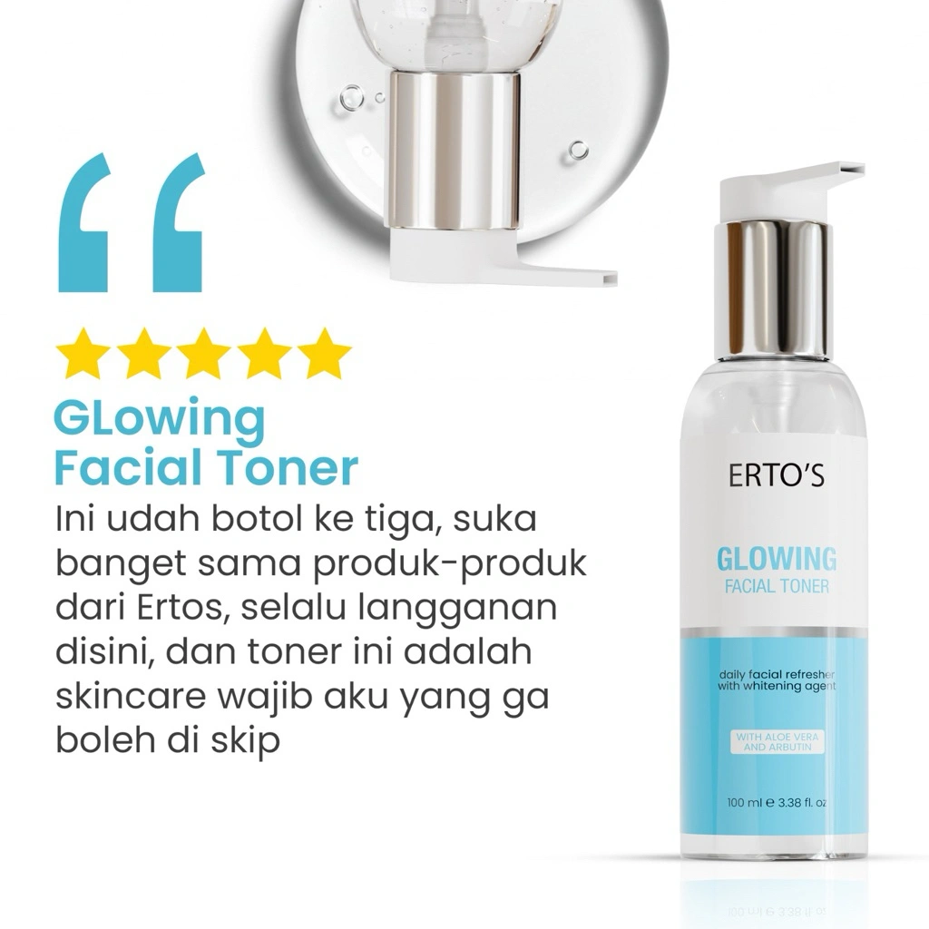 Erto's Glowing Facial Toner / Untuk Kulit Kering / Glowing / Brightening / Hydrating