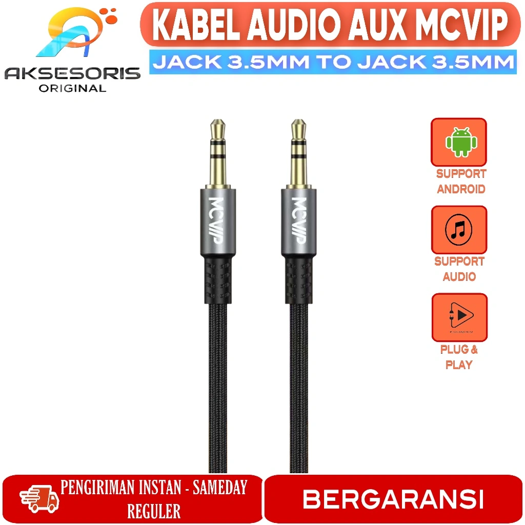 MCVIP Kabel Audio AUX 3.5mm to 3.5mm Male to Male Stereo HiFi Gold Plated