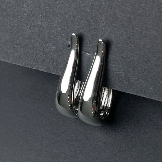 SILVER Edgy Series Reverse Teardrop Earring