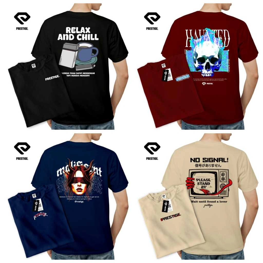 KAOS DISTRO PRIA | WANITA | 100 % KATUN | COMBED | PENDEK | NYAMAN | HALUS - PRESTIGE.