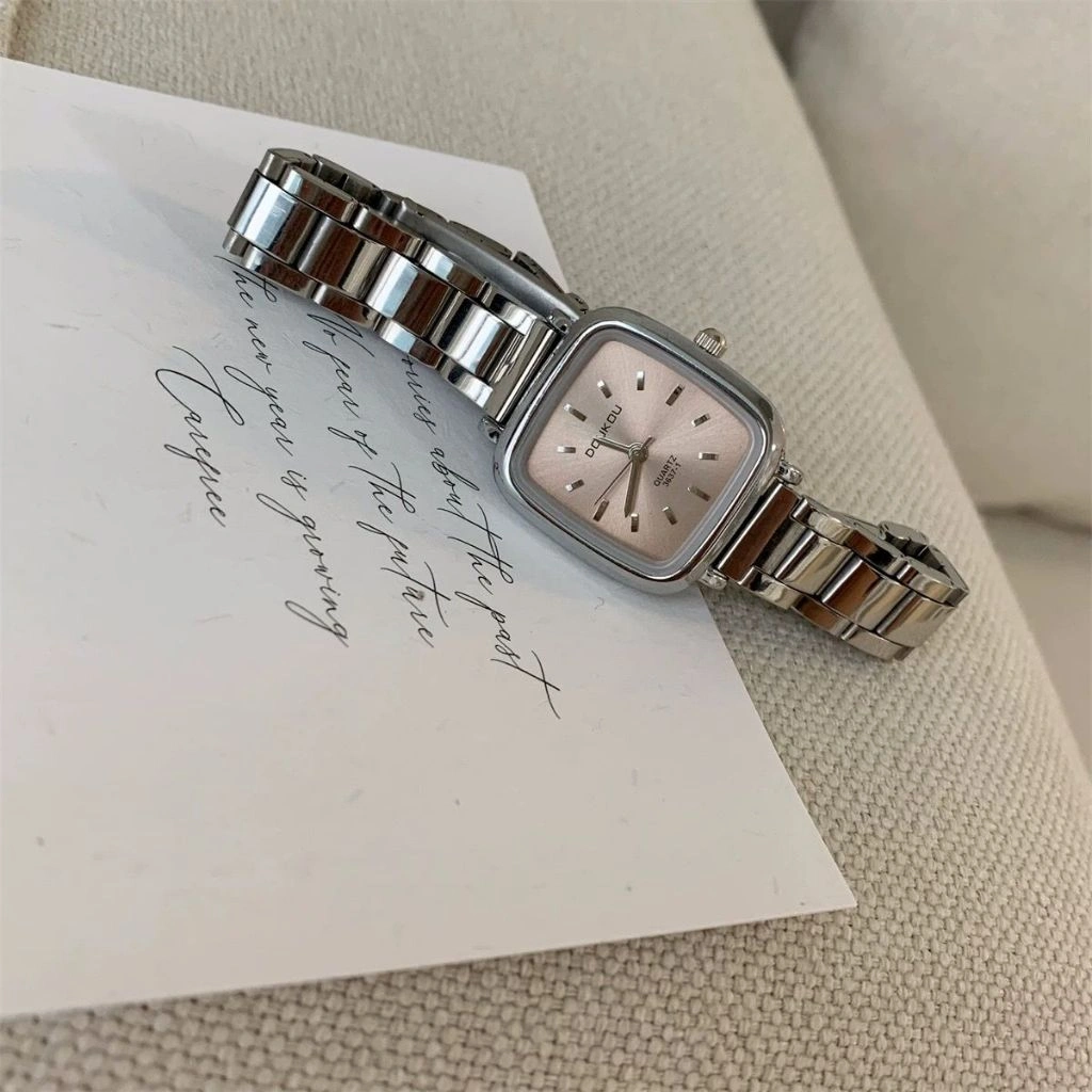 Barbee Jam Tangan Wanita Analog Doukou Stainless Steel Anti Karat Kotak Fashion Korea Square