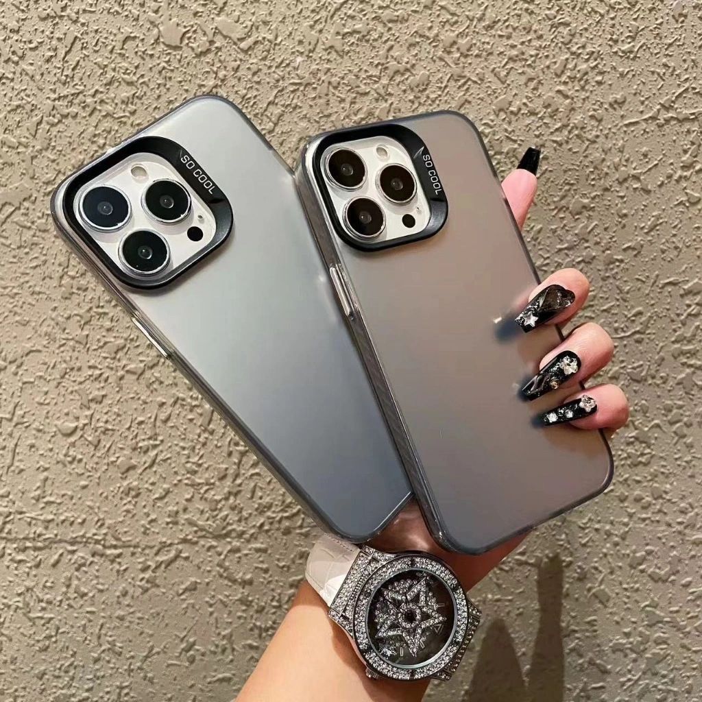 Casing HP Silver Warna Matte Premium Silver Anti Jatuh Hard Case Untuk IPhone 11 13 12 14 15 Pro MAX XR XS MAX 7 Plus 8 Plus