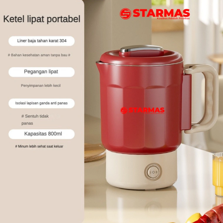 STARMAS Teko Lipat Listrik Portabel / kettle electric 800 ML travel camping foldable portable lipat portabel 304 multi fungsi (teko, hotpot, masak mie)