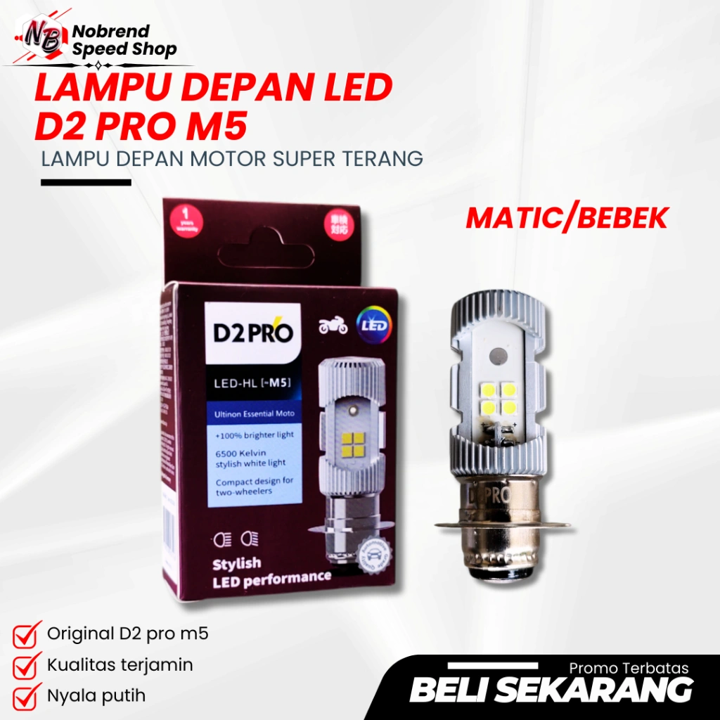 LAMPU LED MOTOR D2 PRO M5 1H6 DC KAKI 2 6500K PUTIH BEBEK MATIC MIO SERIES FINO VARIO BEAT VARIO 125