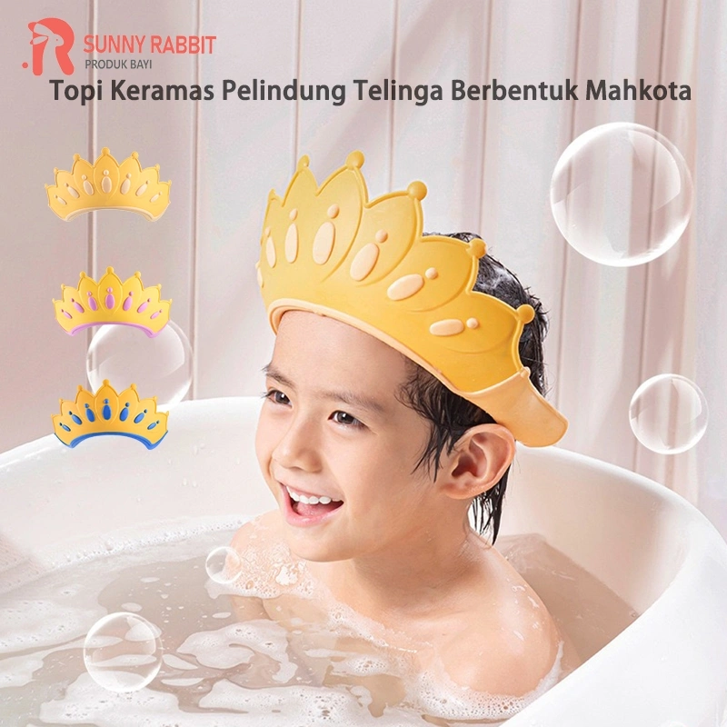 Topi Mandi Keramas Mahkota Anak Bayi Balita Baby Shower Cap Mahkota Peralatan Penutup Pelindung Kepala Mandi Anak B462