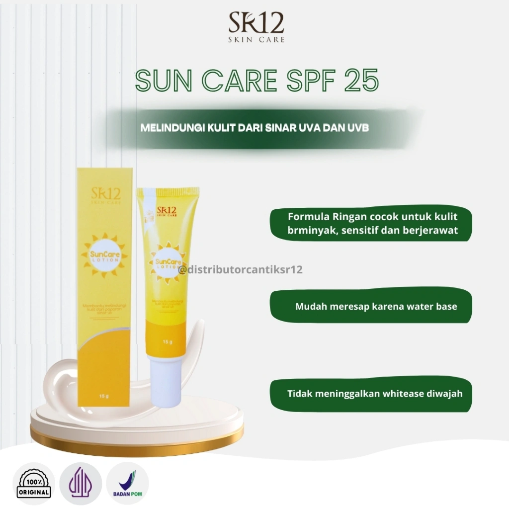 SUNSCREEN SR12 | SUNCARE  LOTION SR12 SUNBLOCK SR12 PERAWATAN WAJAH MELINDUNGI DARI SINAR UV