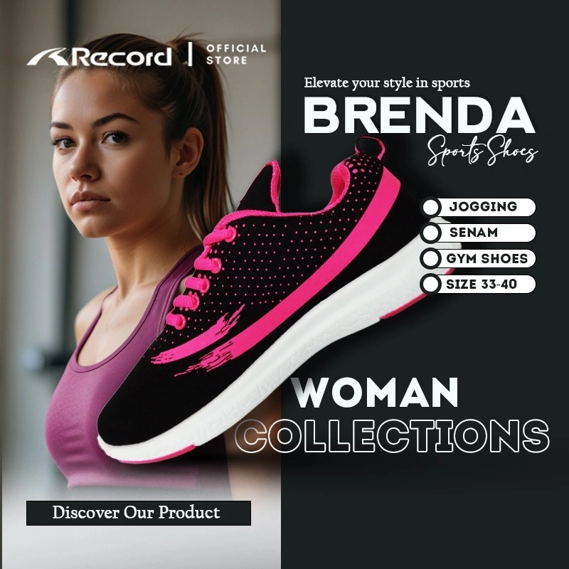 [RECORD SHOES] BRENDA Sneakers Olahraga Perempuan Sepatu Senam, Gym, Outbond, Casual POUNDFIT 33-40