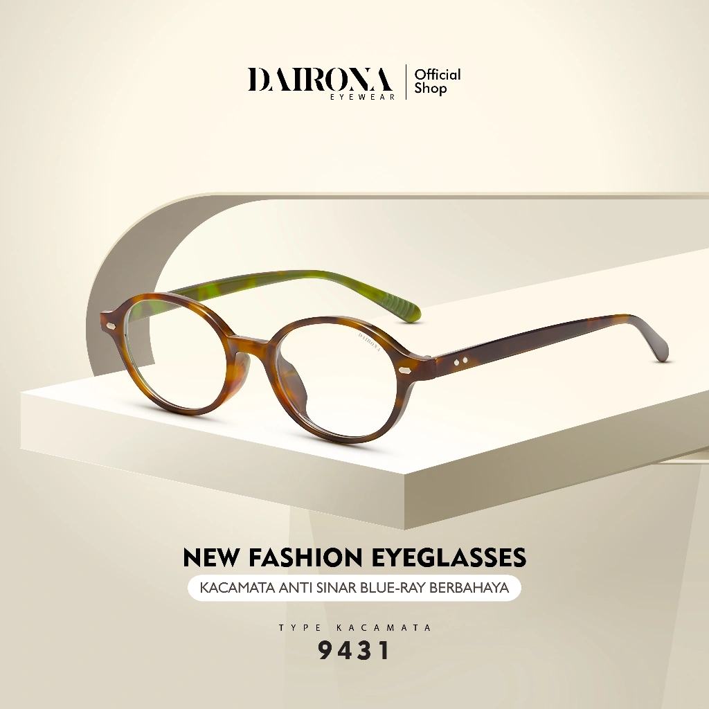 Dairona Eyewear Frame Kacamata Photocromic Minus Anti Blueray Bluecromic Fashion Korean Style Pria Wanita Bentuk Oval TR-90 9431-TR30269