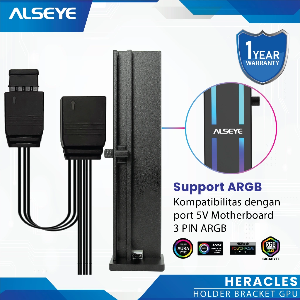 ALSEYE Bracket 3Pin 5V GPU Holder ARGB VGA Graphics Card Stand Holder