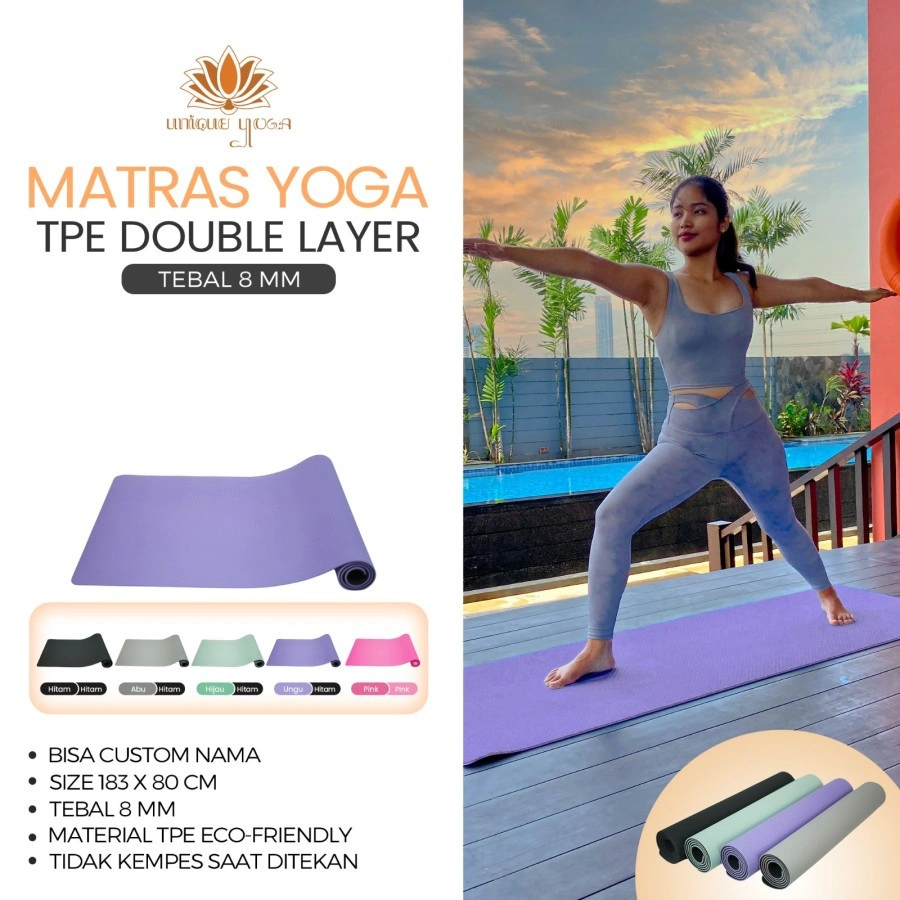 Yoga Mat Terlaris / TPE Double Layer 8mm Ukuran Besar / Alas Olahraga Yoga Murah / Pilates Yoga Mat / Matras Yoga TPE Double Layer 8mm Big Size 80cm / Matras Yoga Big Size / Alas Olahraga Workout Ukuran Besar / Alas Yoga / Yoga Mat