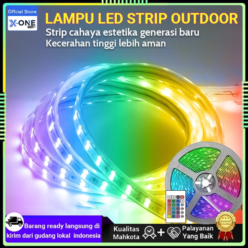 X-one Lampu LED Strip RGB 2835/5050 5m/10m/15m SMD AC220V untuk penggunaan indoor dan outdoor (Lampu TikTok).