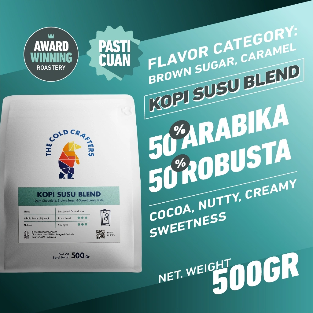 Kopi Susu Espresso Blend Minuman Kekinian Biji Bubuk 500gr Arabica 50% Robusta 50% Roasted Coffee Beans Biji Kopi Bubuk - 500 gram