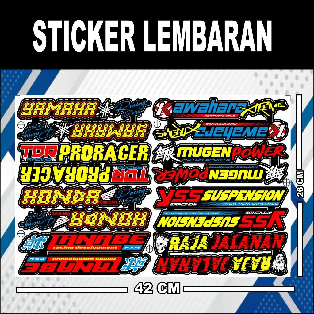 Sticker Motor Lembaran Helm Sepeda Vans Fila Bloods 16 pcs/lembar 23 pcs/lembar