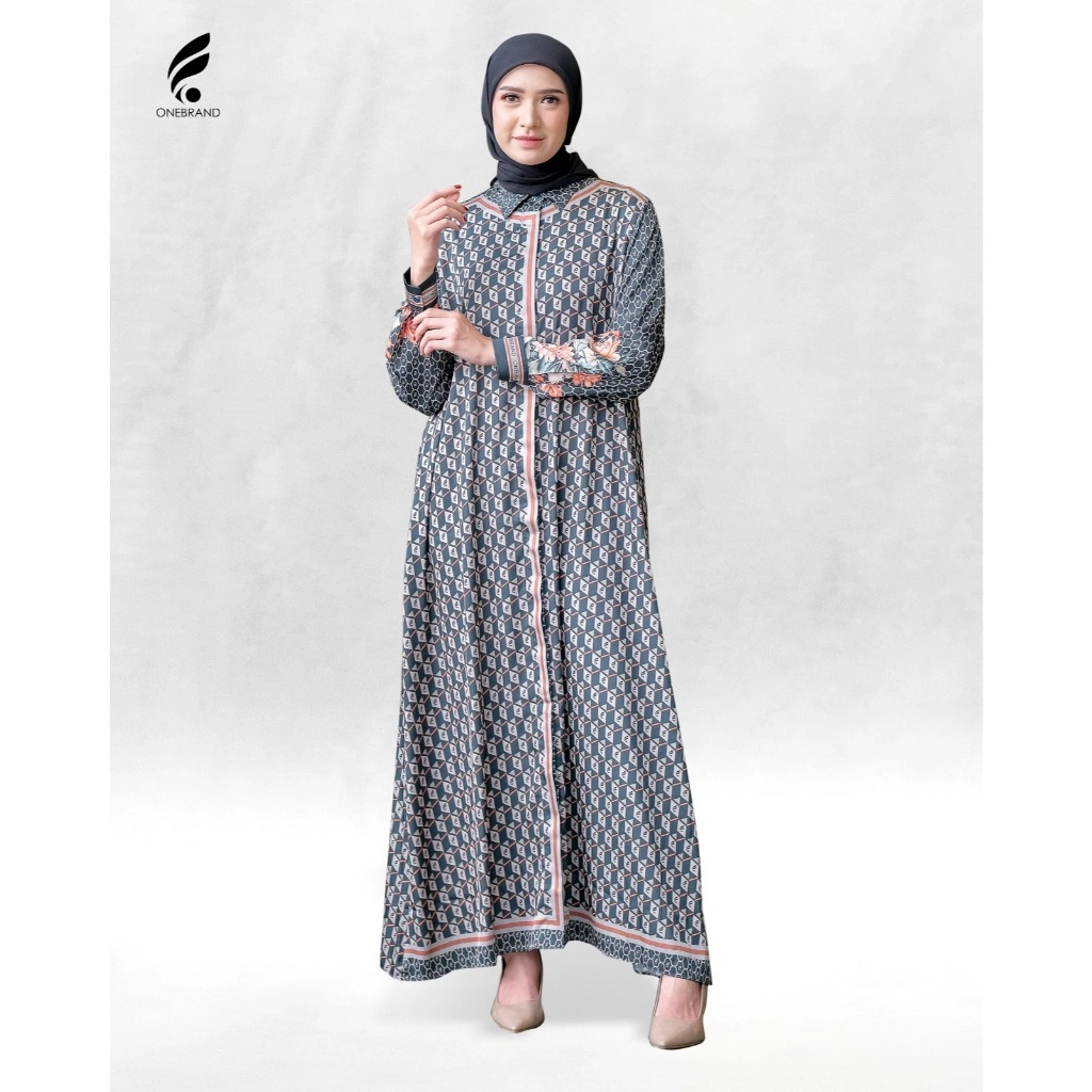 ONEBRAND Hijab ROSE GREEN Dress Silk | Gamis Dress Wanita Silk Premium Motif Elegan Casual