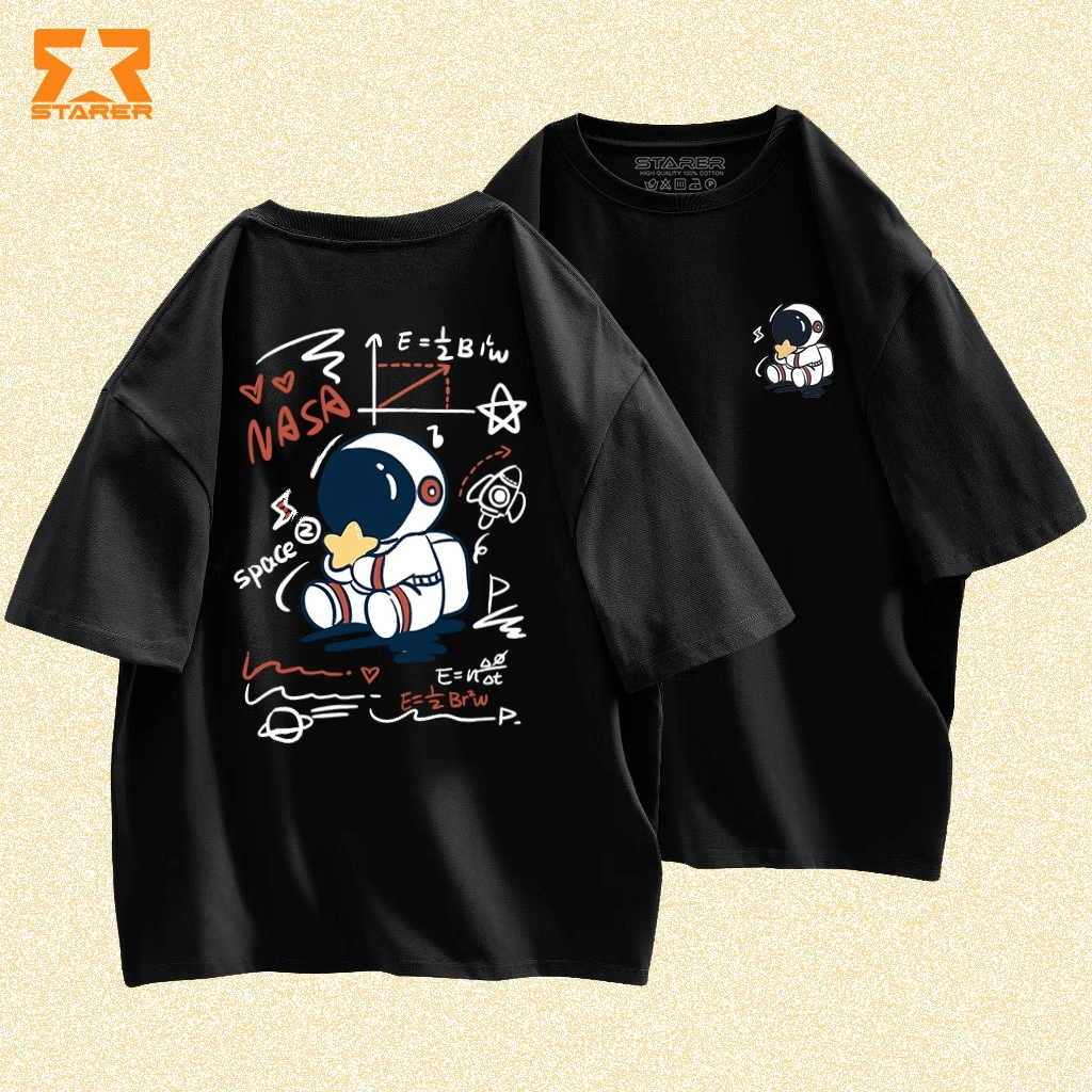 STARER Kaos Oversize T-Shirt Unisex Pria Wanita Distro Lengan Pendek Polos Cotton Baju Sablon Space 0092