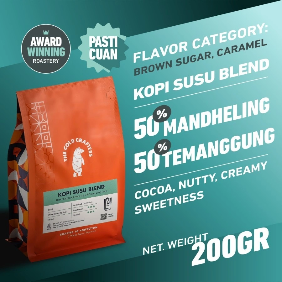 Kopi Susu Espresso Blend Minuman Kekinian Biji Bubuk Arabica 50% Robusta 50% Roasted Coffee Beans Biji Kopi Bubuk