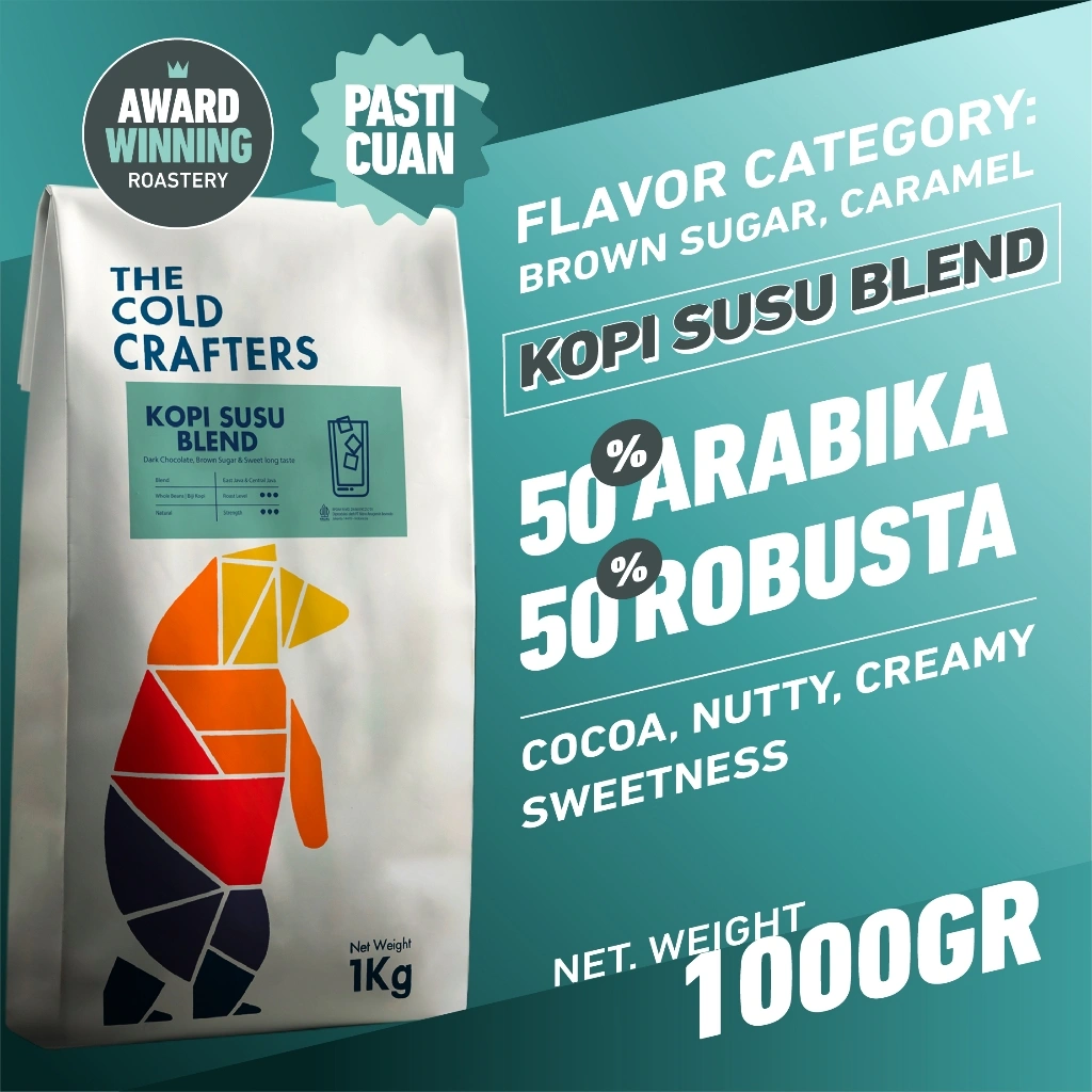 Kopi Susu Espresso Blend 1KG Minuman Kekinian  50% Robusta 50% Biji Bubuk Arabica 50% Robusta 50% Roasted Coffee Beans Biji Kopi Bubuk 1000gr