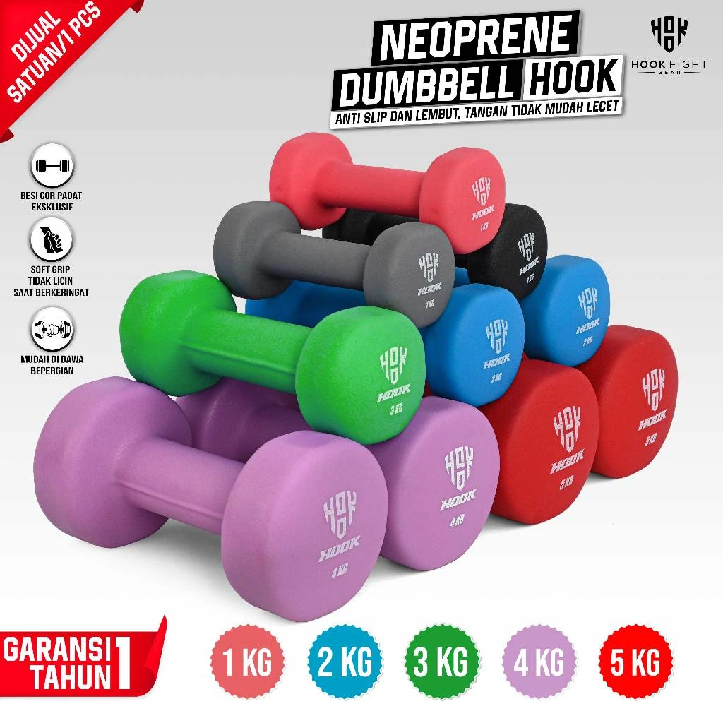 Dumbbell Neoprene Hook Hook Alat Fitnes Home Gym Dumble Barble Angkat Beban Burbel Barbel