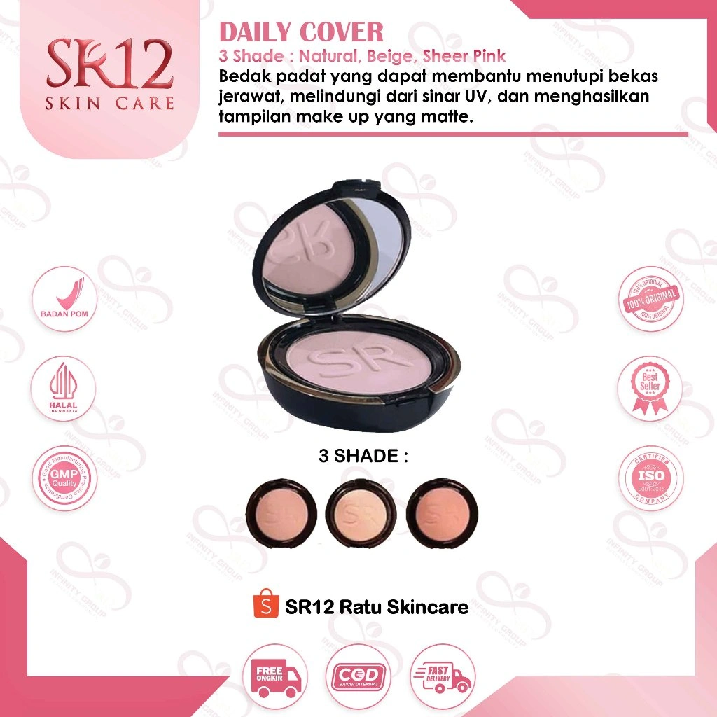 DAILY COVER SR12 - Bedak Padat Waterproof & Long Lasting