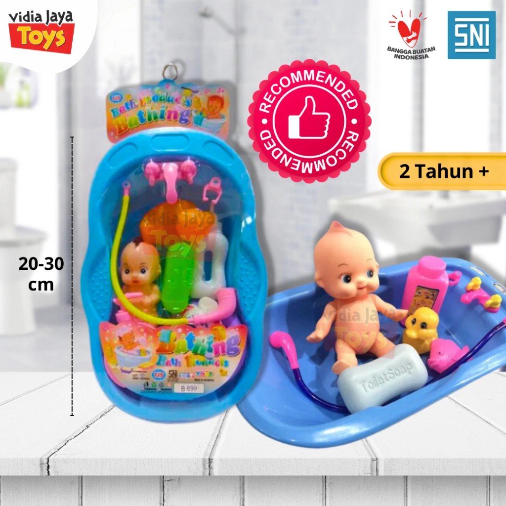 Vidia Jaya Toys Mainan Anak Boneka Bayi Beserta Bak Mandi Dan Peralatan Mandi