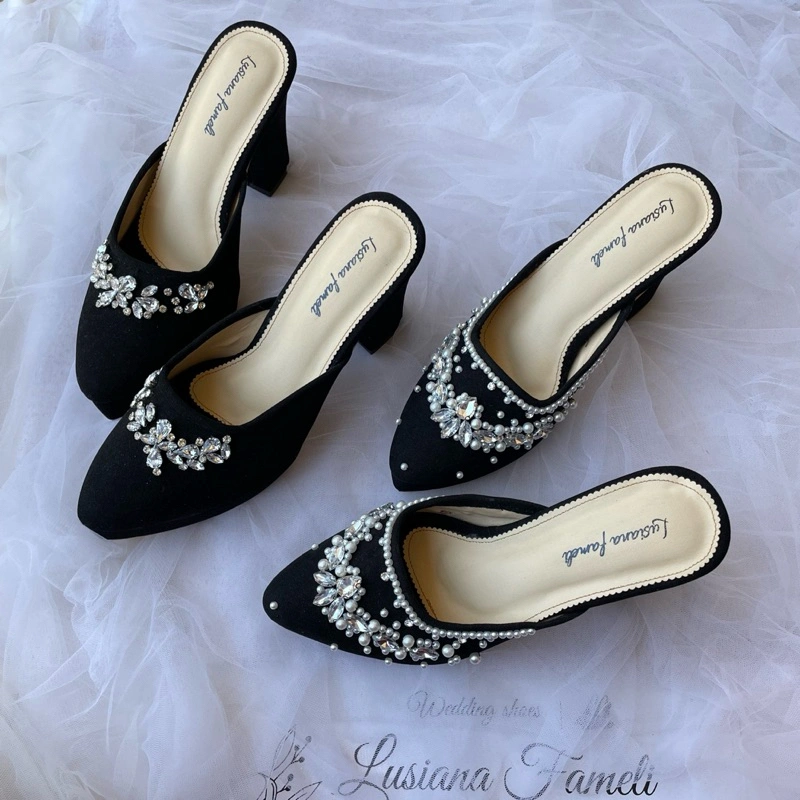 π³ππππππ ππππππ | heels wisuda custom sepatu pesta kondangan wedding shoes hak 1 sampai 9 cm suede beludru bentuk U platform warna hitam