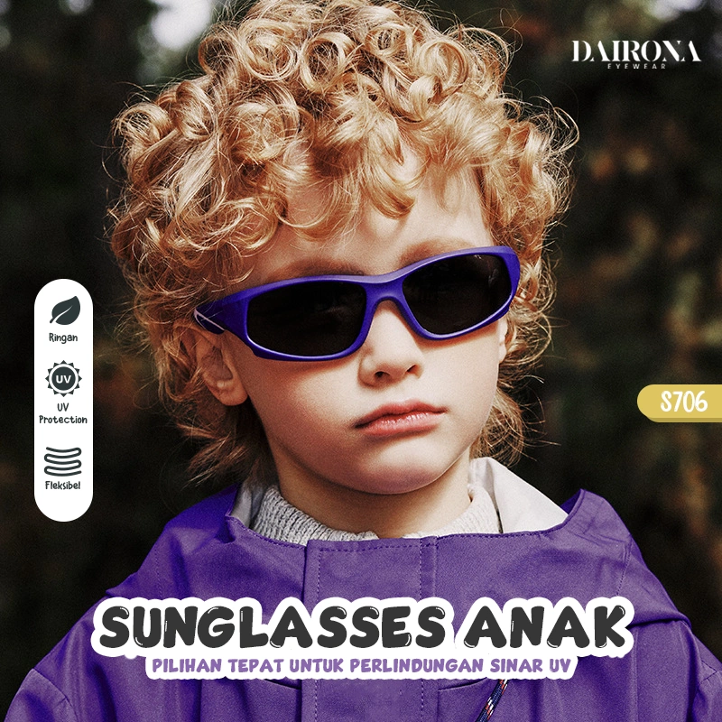 Dairona Eyewear Kacamata Hitam Sport Sunglasses Anak Remaja Lentur&Ringan Fashionable Kids Sunglasses Terbaru UV400 Anti Silau TR-90 S 706