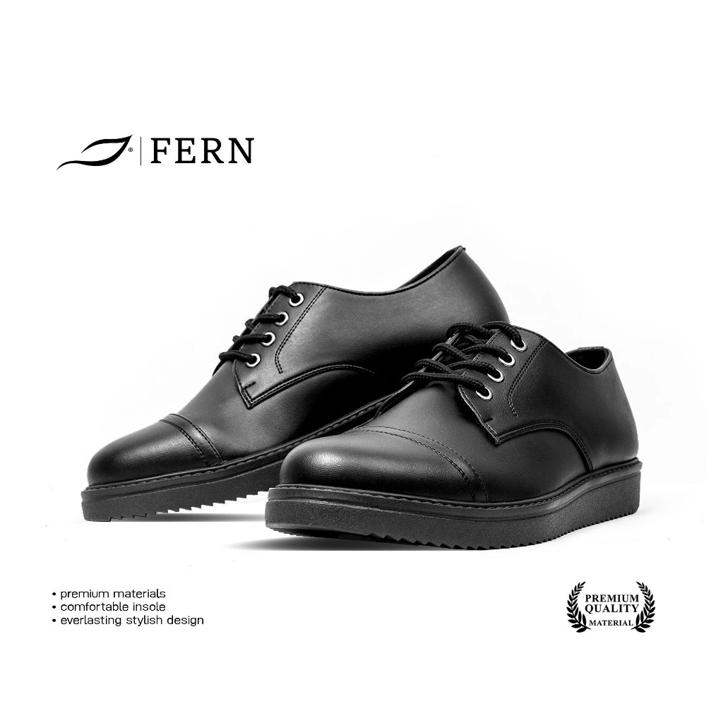 FERN - Maple | Sepatu Flat Derby Hitam Casual Pria