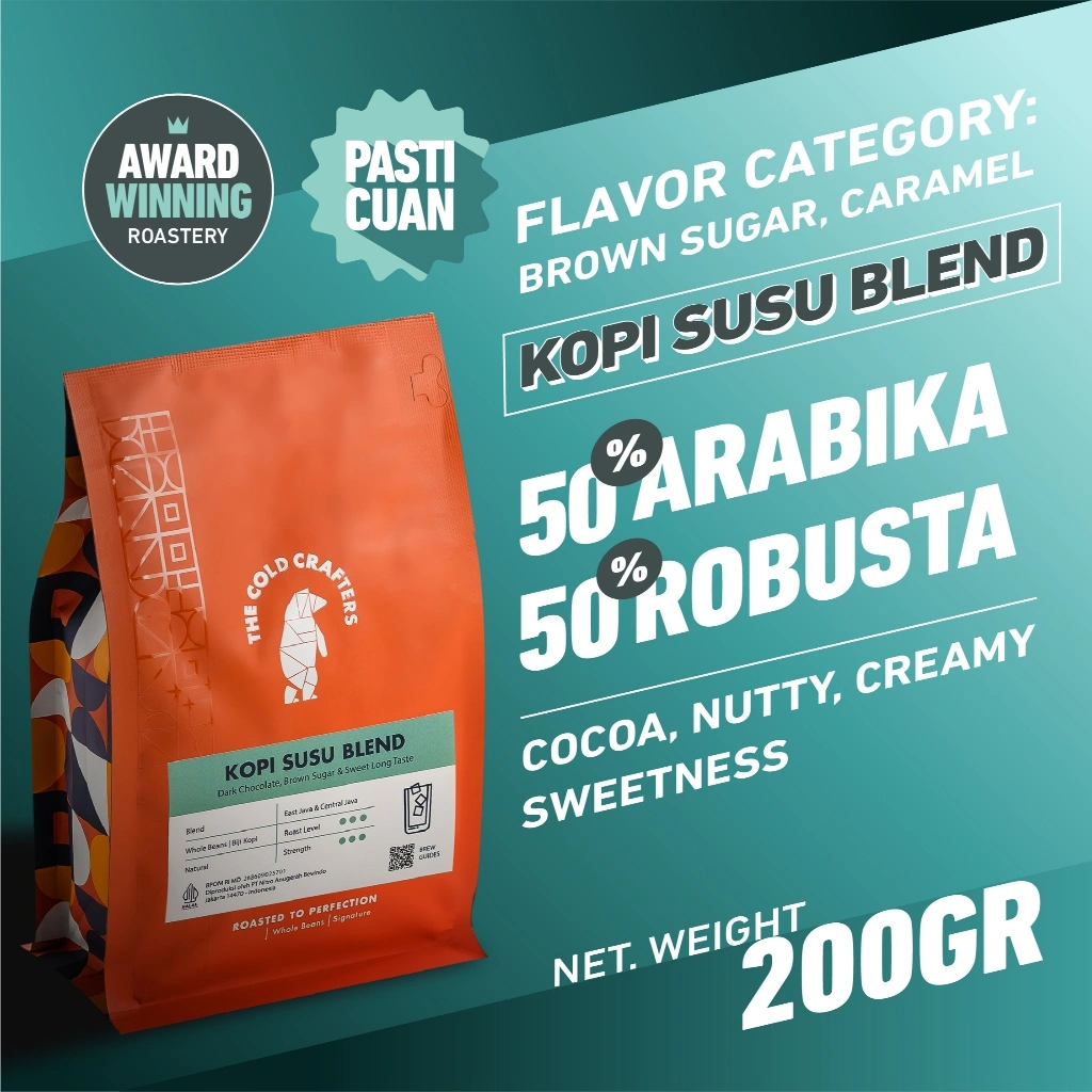 Kopi Susu Espresso Blend 200gr Arabica 50% Robusta 50% Minuman Kekinian Biji Bubuk Arabica 50% Robusta 50% Roasted Coffee Beans Biji Kopi Bubuk - 200 gram,
